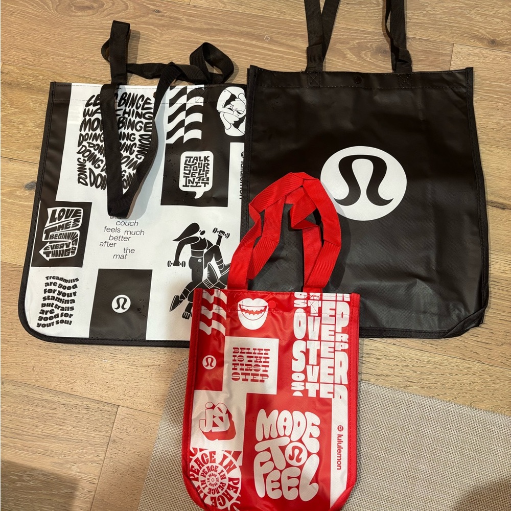lululemon Brown and Red Graphic NEW Tote Bags